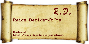 Raics Dezideráta névjegykártya